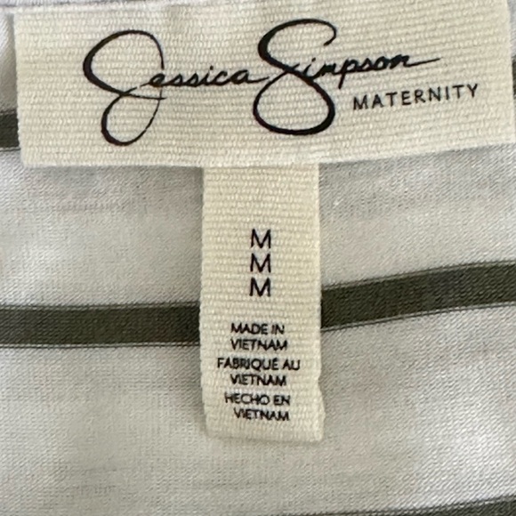 Jessica Simpson sz Md maternity top in olive and off white wandering stripes - Picture 13 of 15